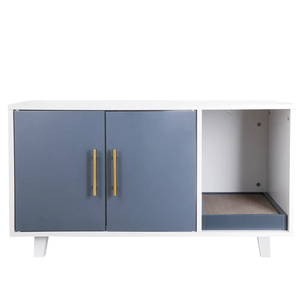 ZENY 36L Double Door Cat Crate House MDF Coffee Table White