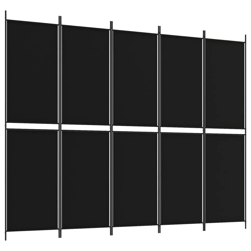 5-Panel Room Divider Black 98.4x78.7 Inches Fabric Privacy Screen