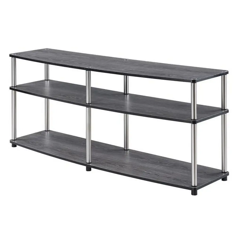 Designs2Go 60 Inch Weathered Gray 3 Tier TV Stand Storage Convenience Concepts