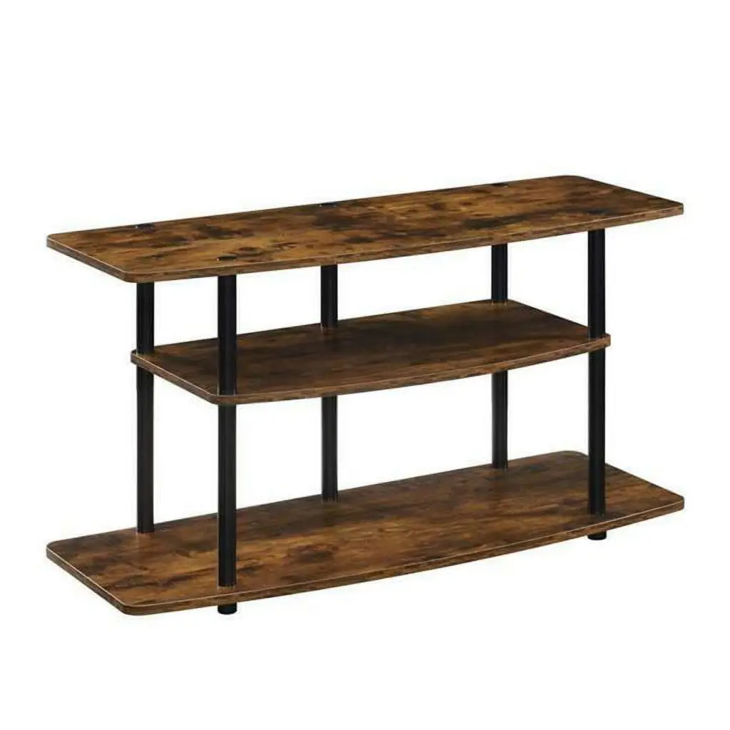 Designs2Go No Tools 3 Tier Wide TV Stand Barnwood Black Entertainment Center Convenience Concepts