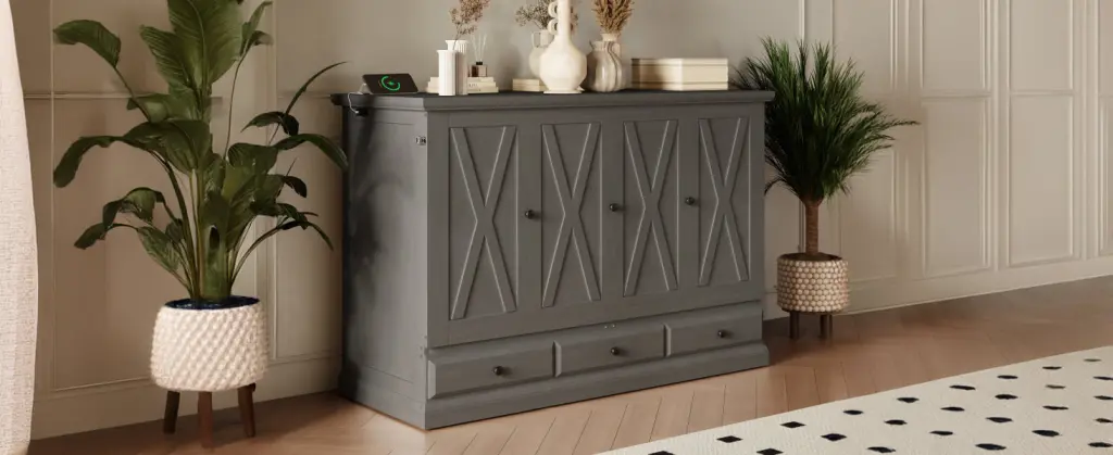 Solid Pine Murphy Bed Chest Cube Cabinet Bed Charging Station bed best