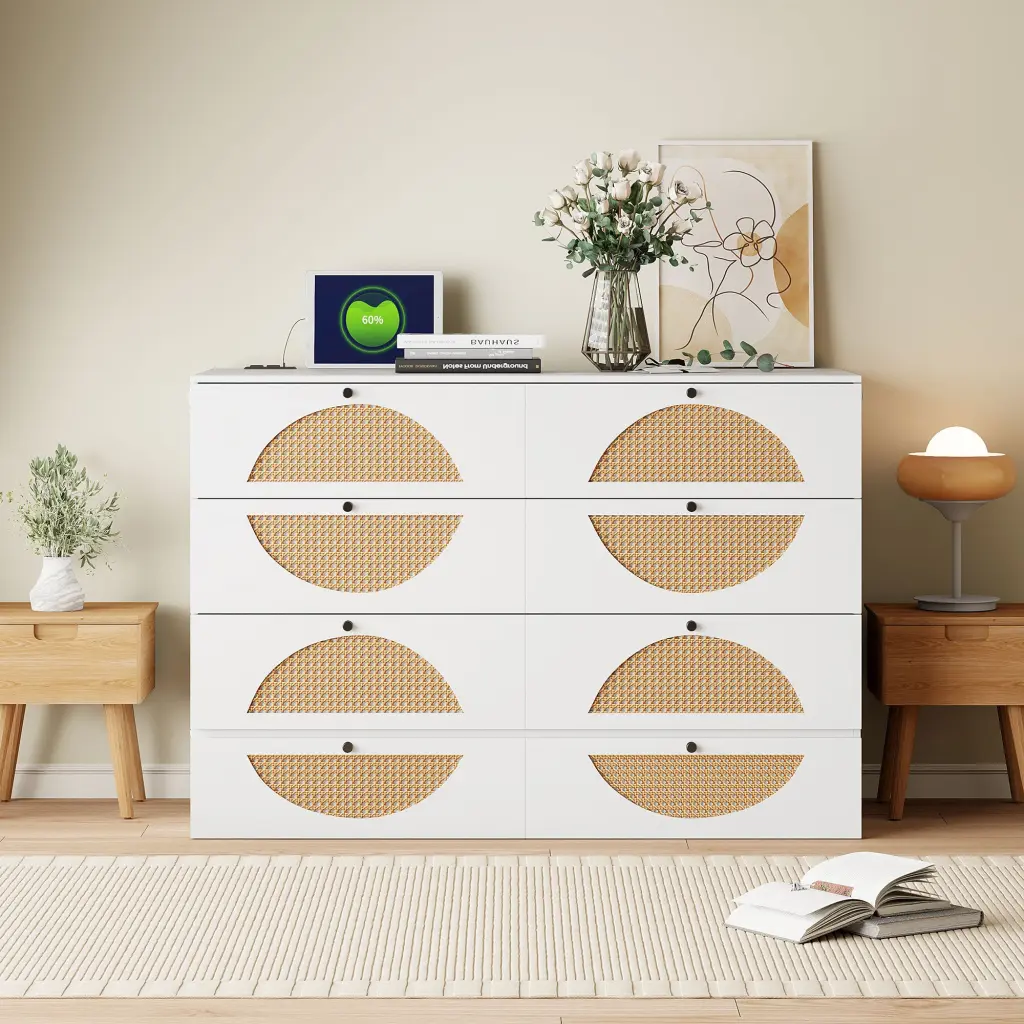 Full Dimensions Murphy Bed Large Drawer, USB Ports And Outlets, White lucky furniture