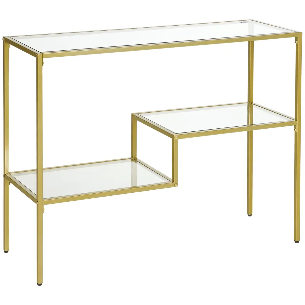 Homcom Gold Console Table 39 Inch Tempered Glass Behind Sofa Table aosom business