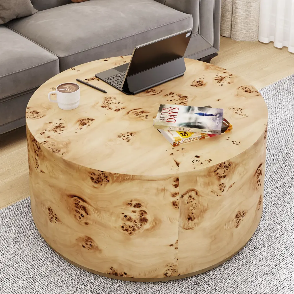 ZGBY Homiflex Burl Wood Coffee Table Natural Side Table Living Room ZGBY Home Products
