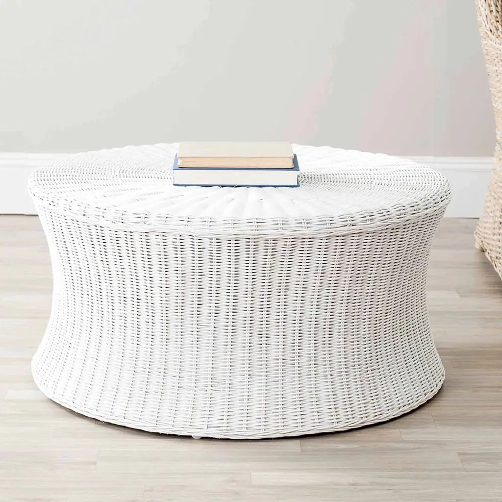 SAFAVIEH Ruxton Solid Bohemian Nautical Round Coffee Table White