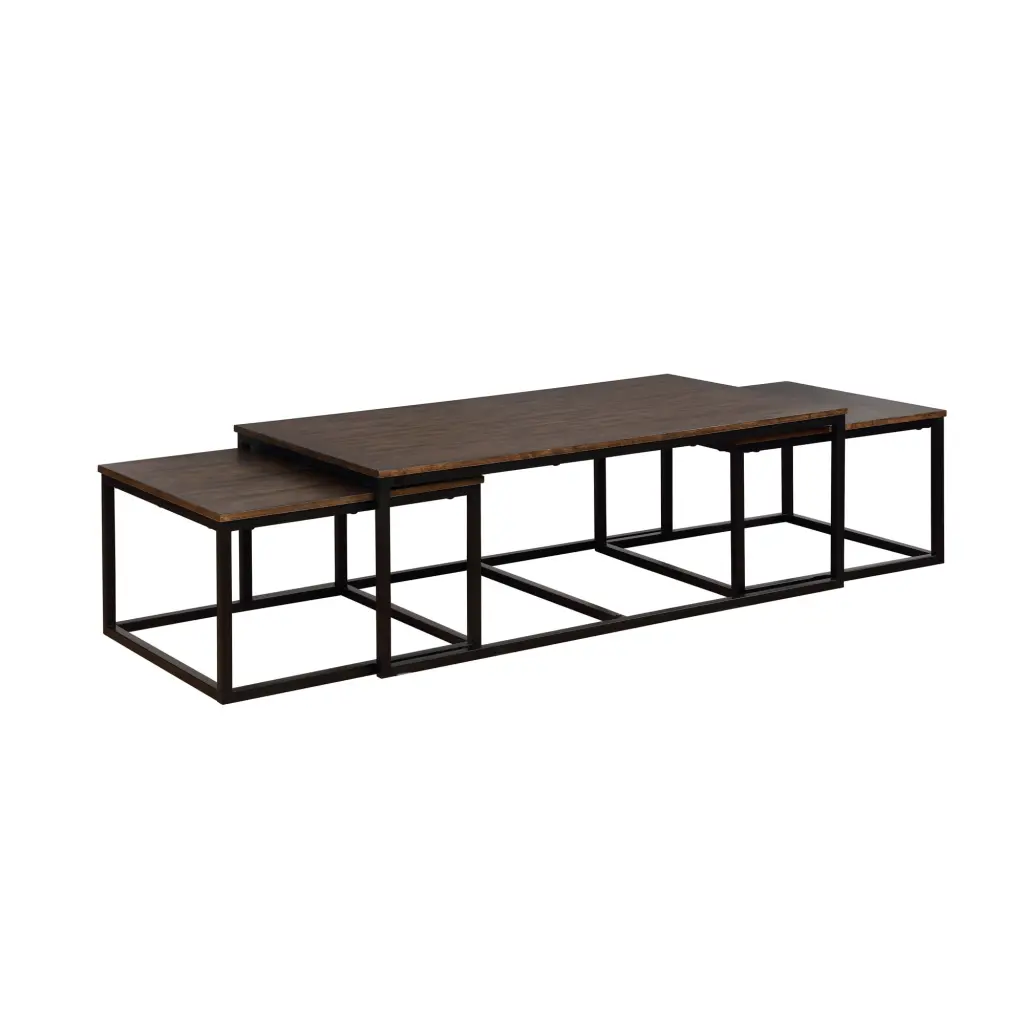 Arcadia 54 Inch Acacia Wood Coffee Table Nesting Tables Antiqued Mocha