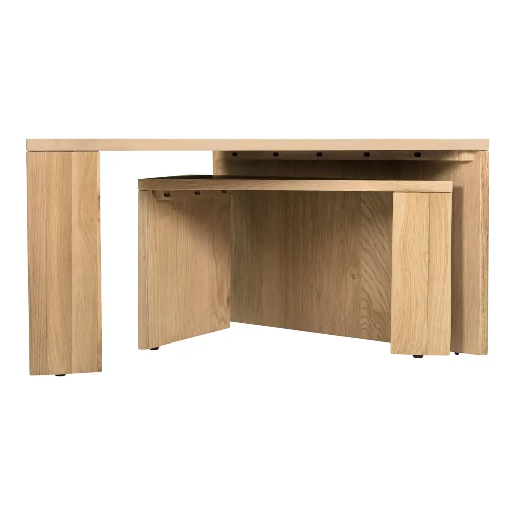 Aton Nesting Coffee Table Set 2 Natural Wood Living Room Tables Moe's Home Collection