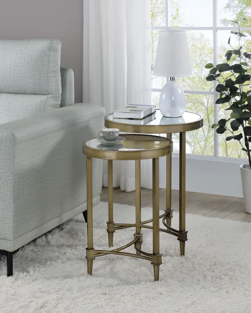 Aditya Nesting End Table Mirror Antique Copper alloy Finish acme onsite store