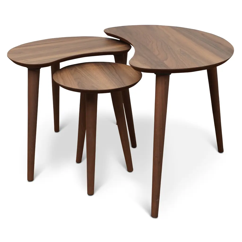 Dainty Walnut Nesting Table Oval Solid Timber Brown ashcroft furniture