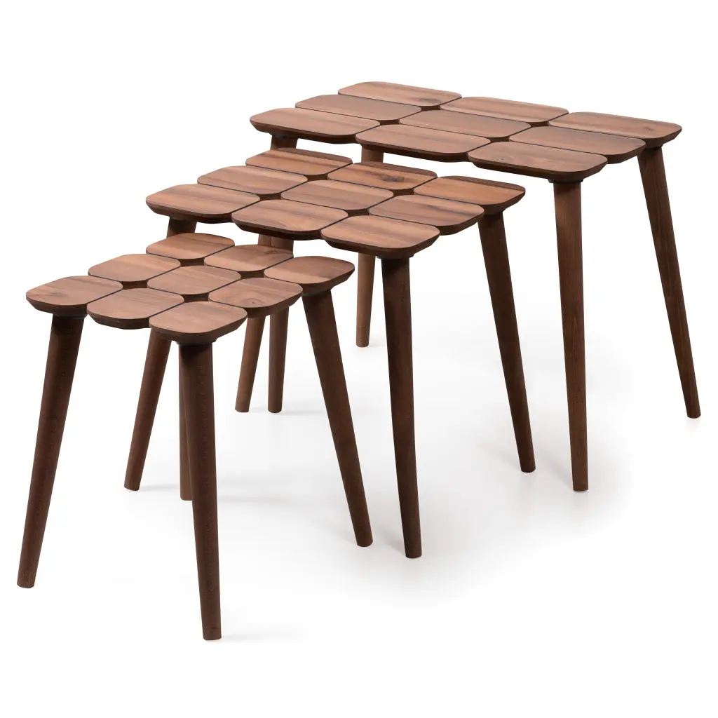 Hilson Walnut Nesting Table Brown Rectangular Solid Wood ashcroft furniture