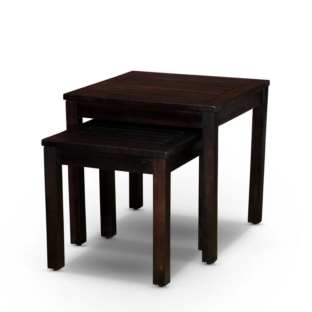 2 Piece Eucalyptus Nesting Table Set, Espresso Finish Eucalyptus Wood dty home