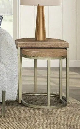 Nesting Tables Latte Light Brown MDF Metallic Finish Coffee Side Tables ihomefurnishings