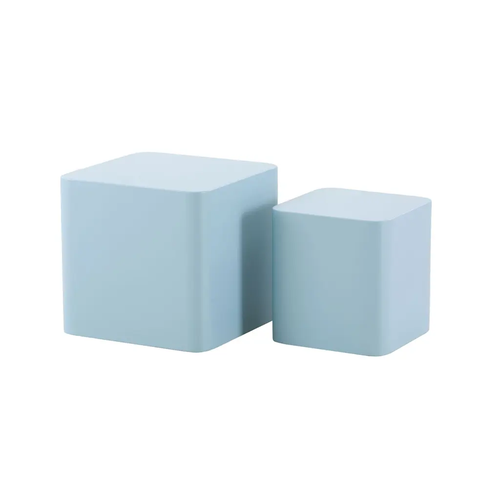 Nesting Table Set 2 MDF Side Tables Blue Light Blue Living Room Furniture justone interior
