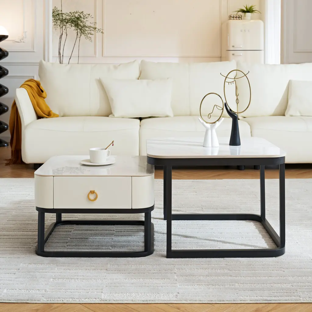 Modern Marble Nesting Table, Coffee Table Set 2 End Table Living Room modasi