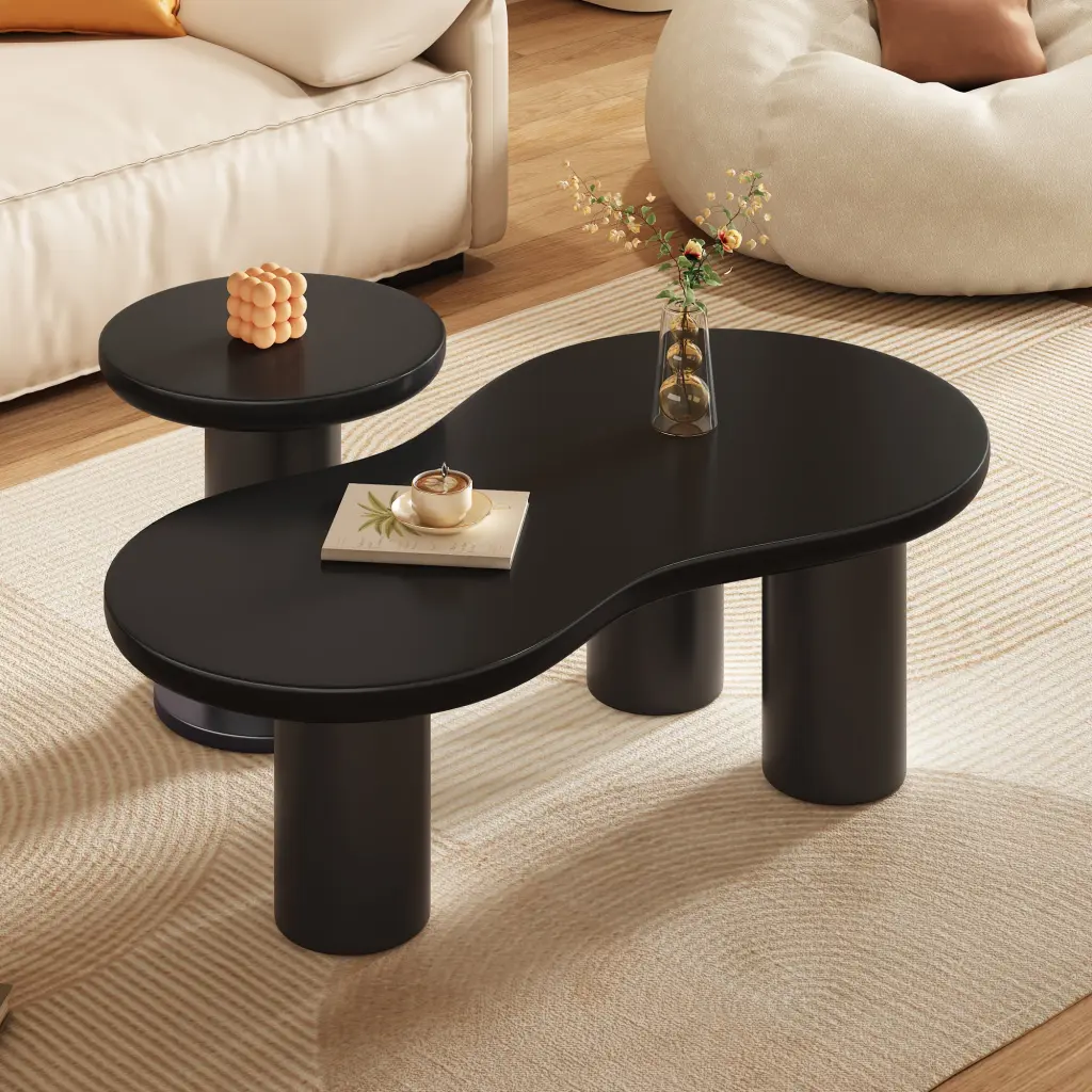Easy Assembly Nesting Coffee Table Set 2 Cream Style Small Living Spaces on-trend