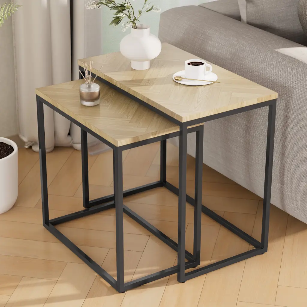 SunsGrove Modern Small Rectangle Side Tables Nesting End Coffee Tables Set 2