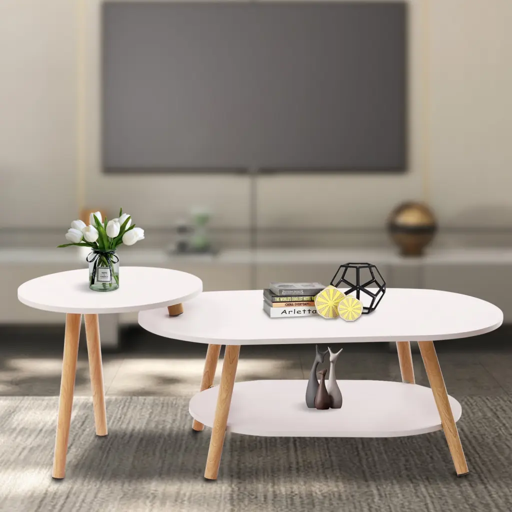 YIYIBYUS Modern Coffee Tables Nesting Sofa Table White End Table Set