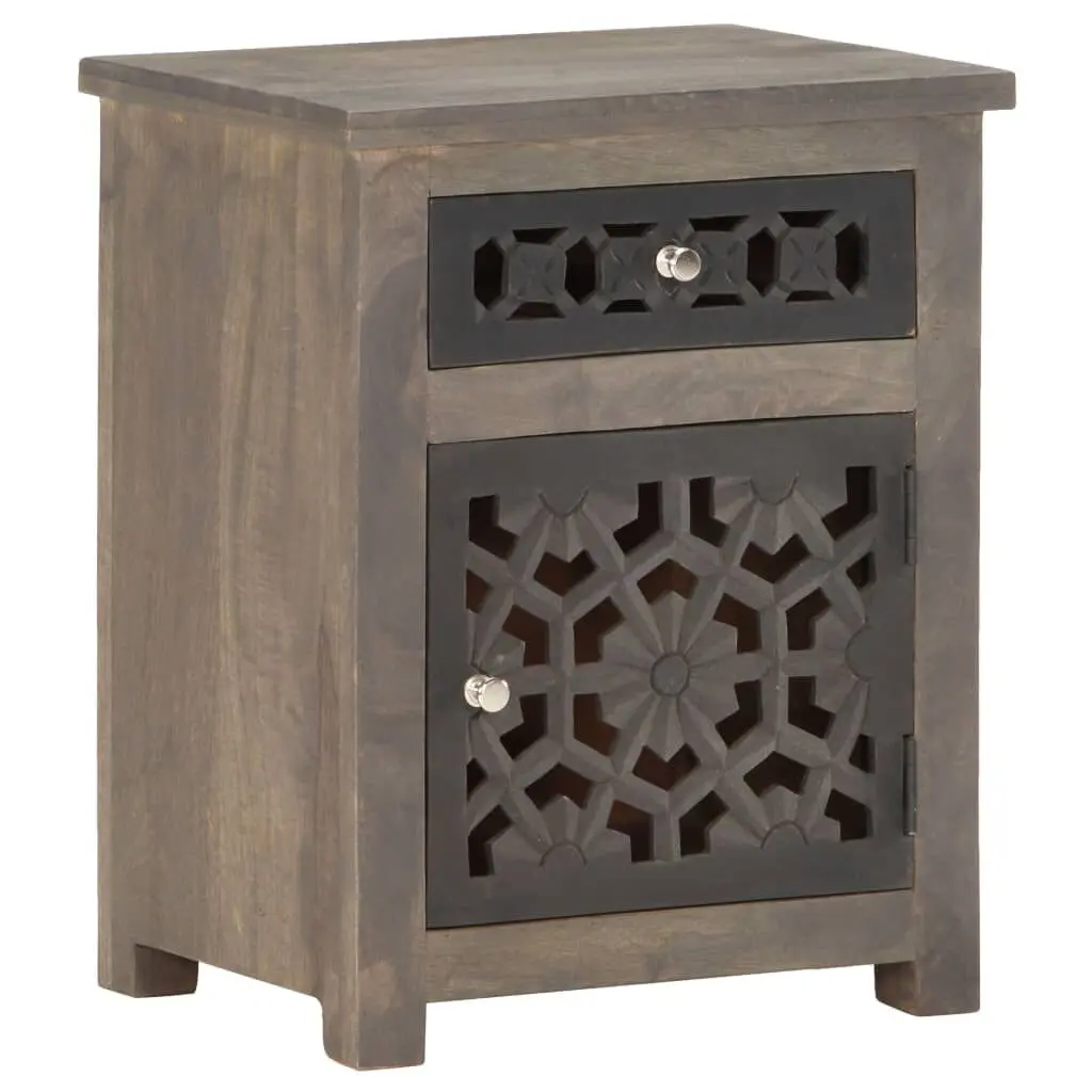 15.7 Inch Solid Mango Wood Bedside Cabinet 11.8x19.7 Nightstand
