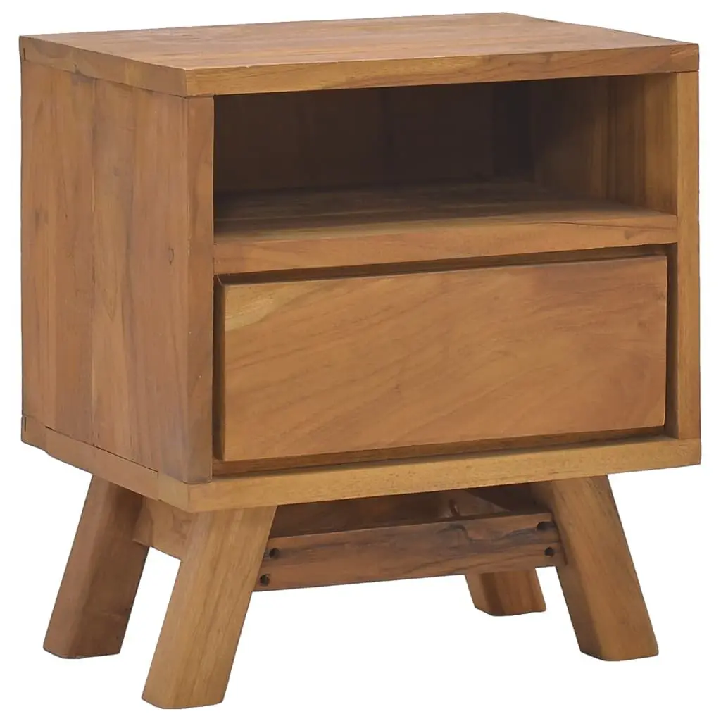15.7 Inch Solid Teak Wood Bedside Cabinet Shelf