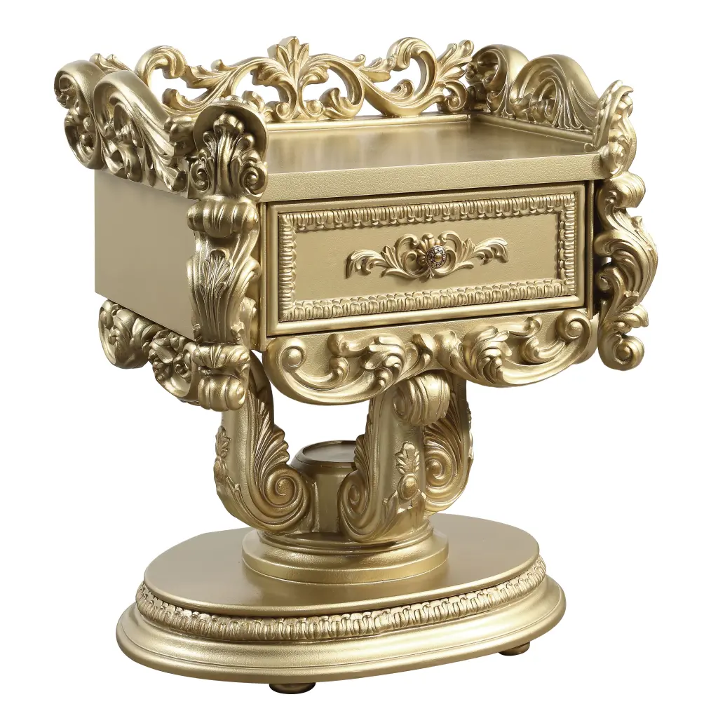 Bernadette Nightstand Precious Metal Finish MDF Bedside Table acme onsite store