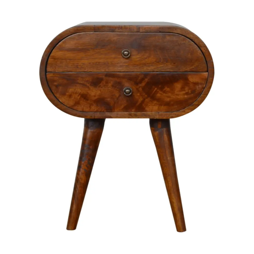 Chestnut Circular Bedside Chestnut Solid Wood artisan furniture