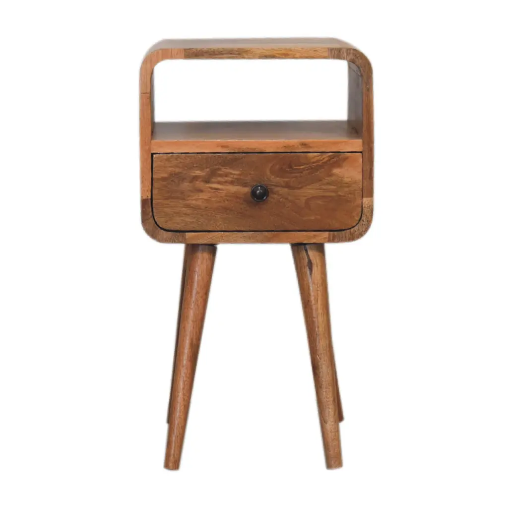 Mini Oakish Curve Open Bedside Table Solid Wood artisan furniture