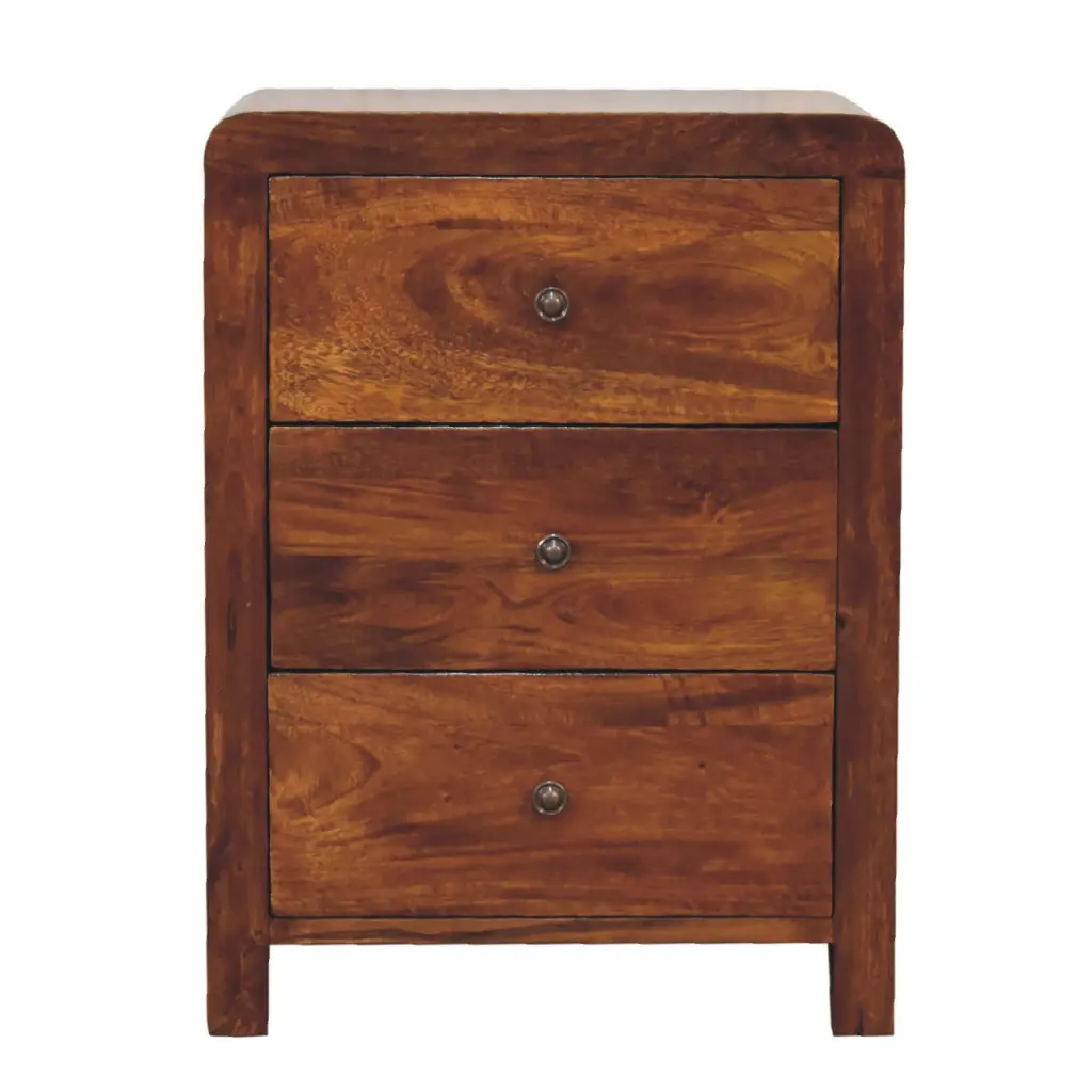 Naya Bedside Table Chestnut Solid Wood Nightstand artisan furniture