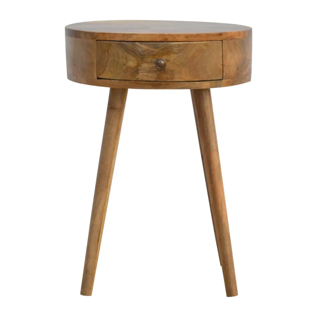 Nordic Circular Influenced Bedside Table Solid Oak Wood artisan furniture
