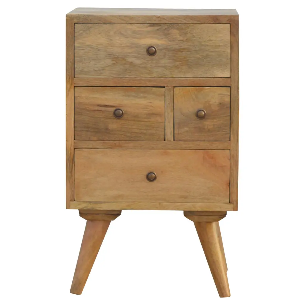 Solid Timber Nordic Style 4 Drawer Multi Bedside Light Oak Light Brown artisan furniture