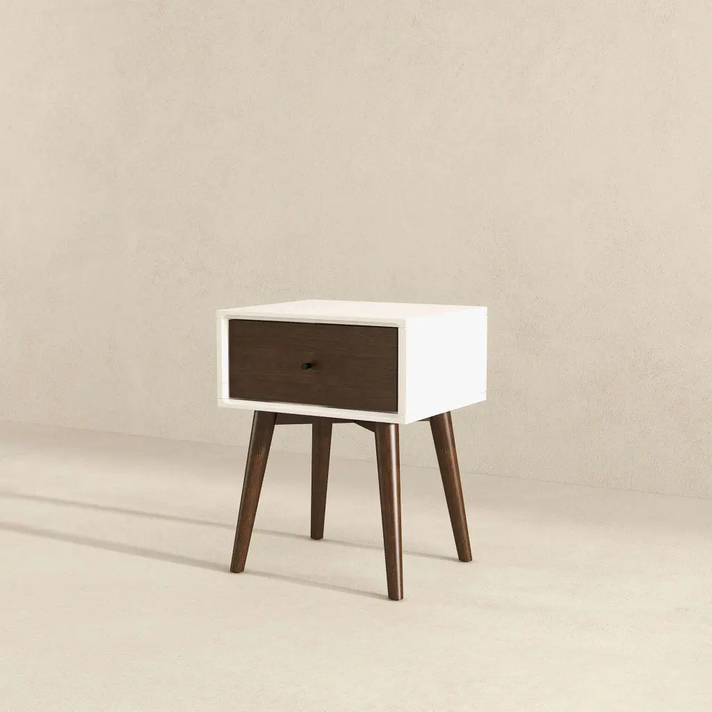 Avery Solid Wood Night Stand 1 Drawer - Dark Brown and White ashcroft furniture