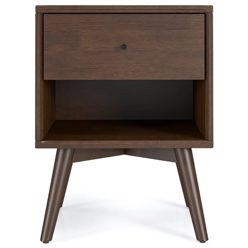 Caroline Mid Century Modern Style Night Stand Brown Solid Timber ashcroft furniture