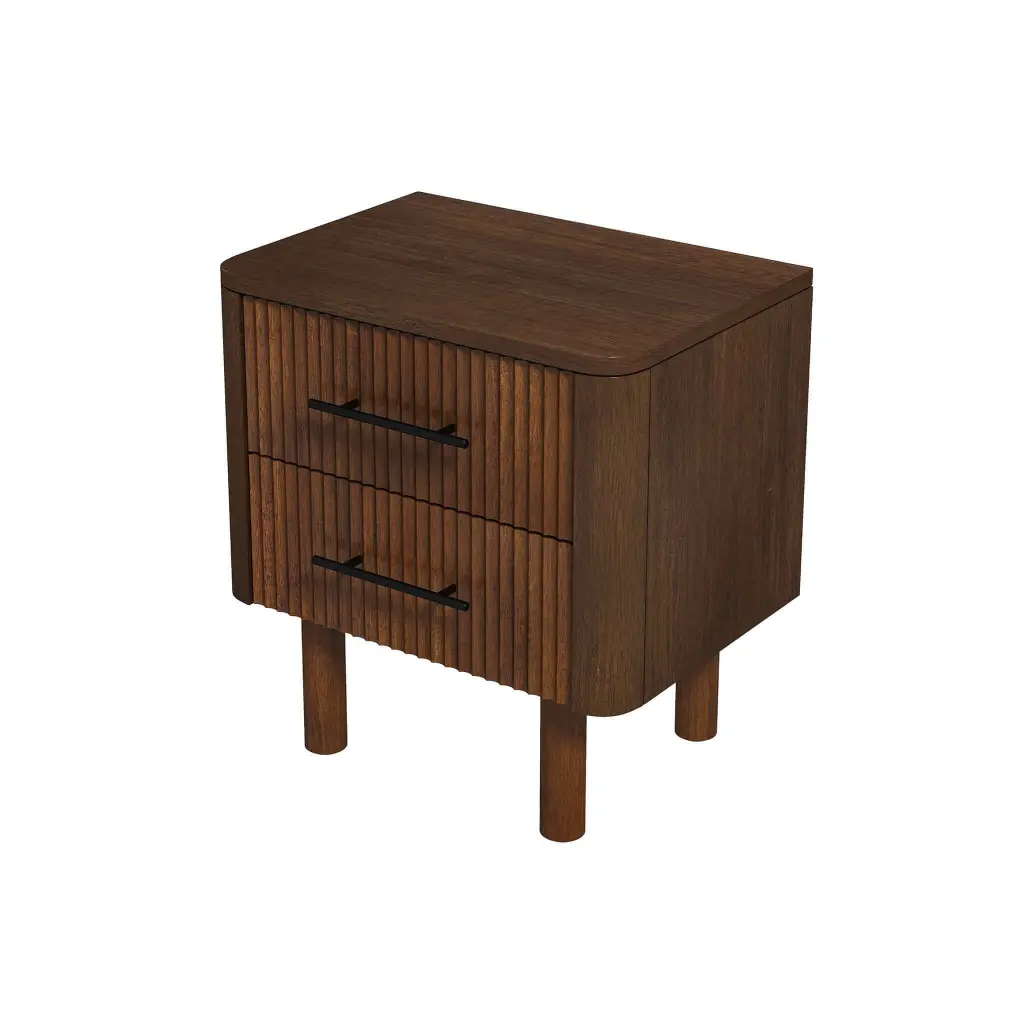 Logan Mid Century Modern Walnut Nightstand Bed Side Tables 2 Drawers ashcroft furniture