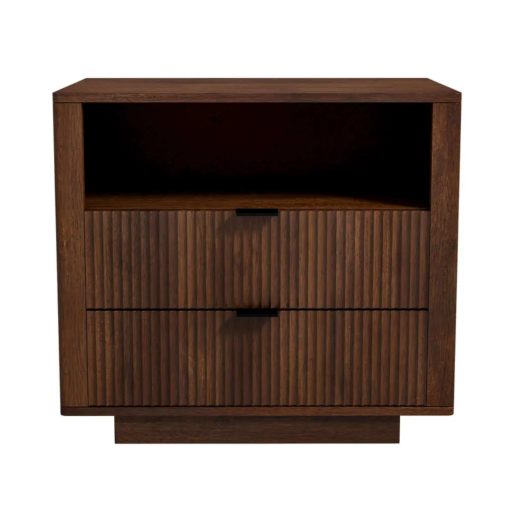 Lola Mid Century Modern Walnut Nightstand 2 Drawer Bed Side Table Dark Brown ashcroft furniture