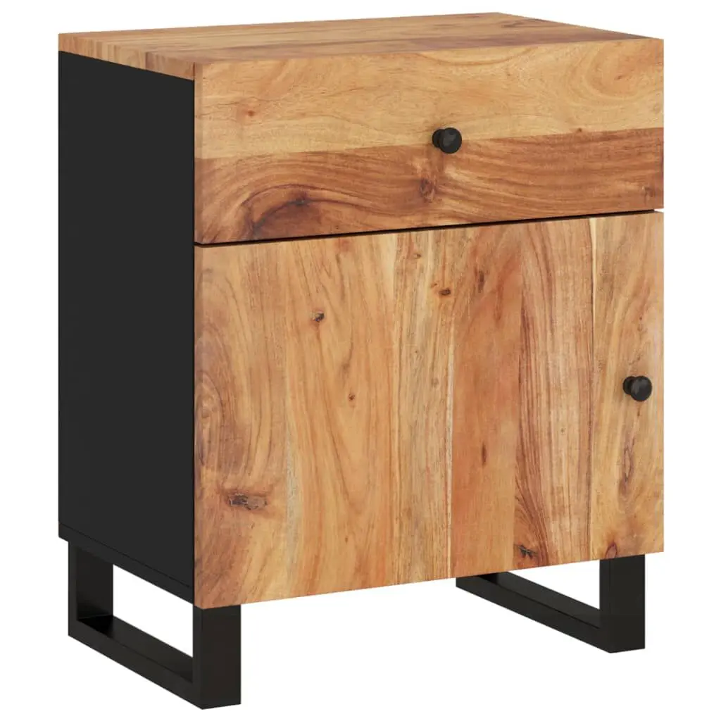 Bedside Cabinet 19.7x13x23.6 Inches Solid Wood Acacia and Engineered Wood Nightstand