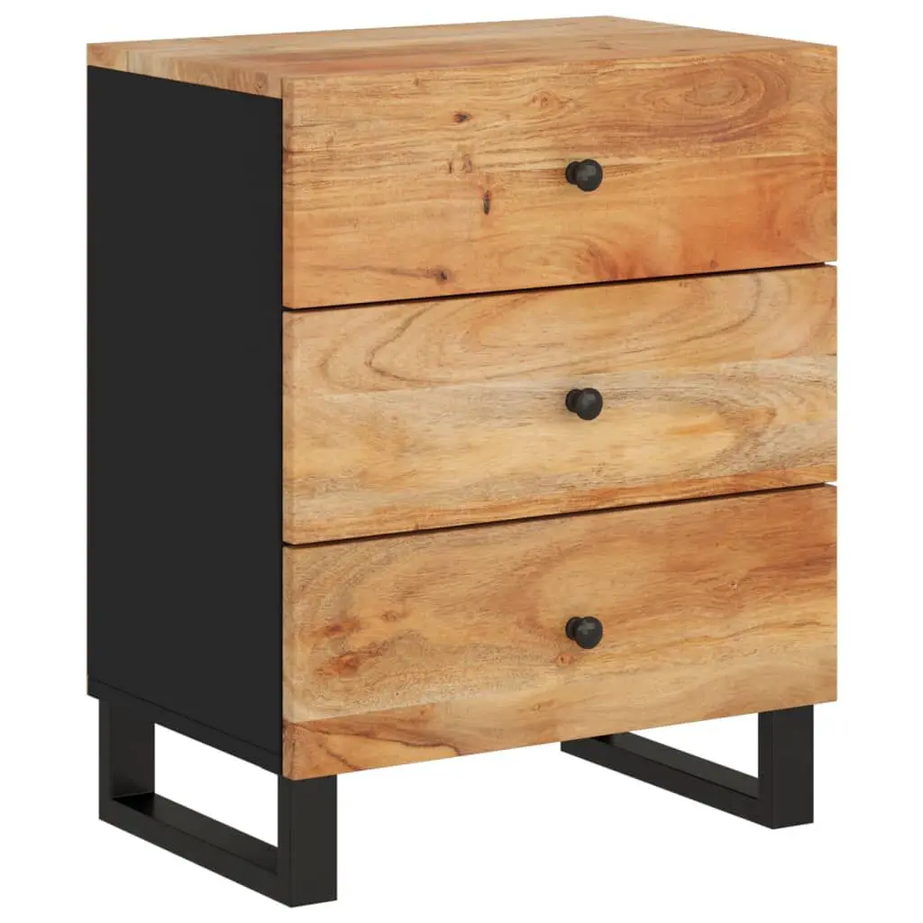 Bedside Cabinet 19.7x13x24.4 Solid Wood Acacia and Engineered Wood Nightstand