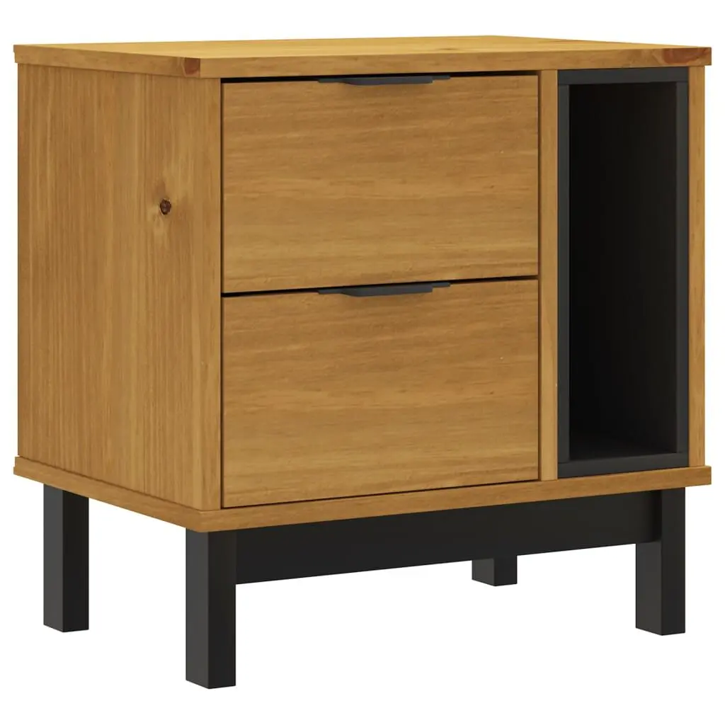 Bedside Cabinet FLAM 19.3x13.8x19.7 Inches Solid Wood Pine Nightstand