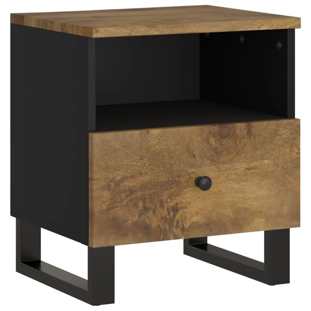 Bedside Cabinet Solid Wood Mango and Engineered Wood Nightstand Drawer