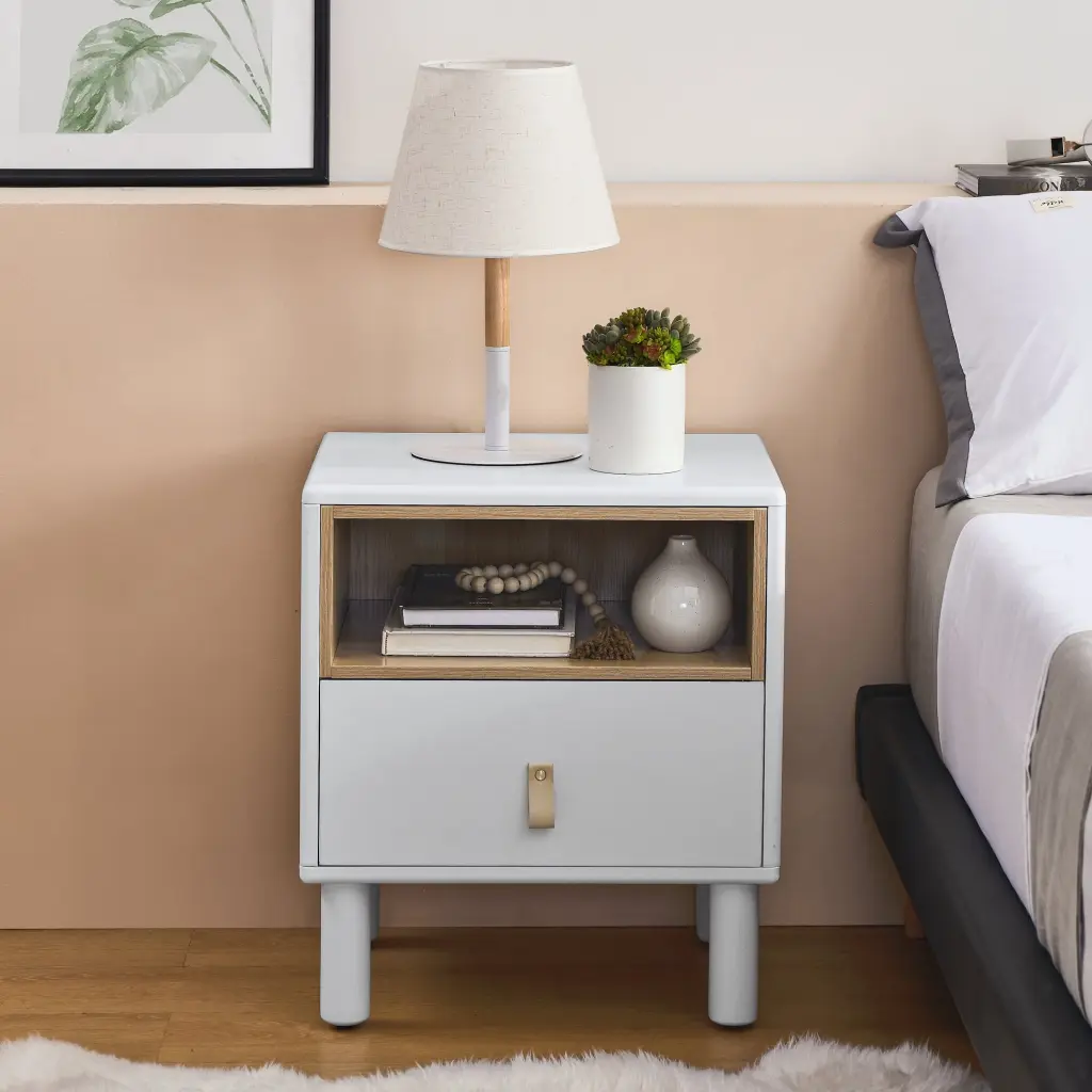 Single Drawer Bedside Table Modern Style Wooden Nightstand chuangyuan wood industry