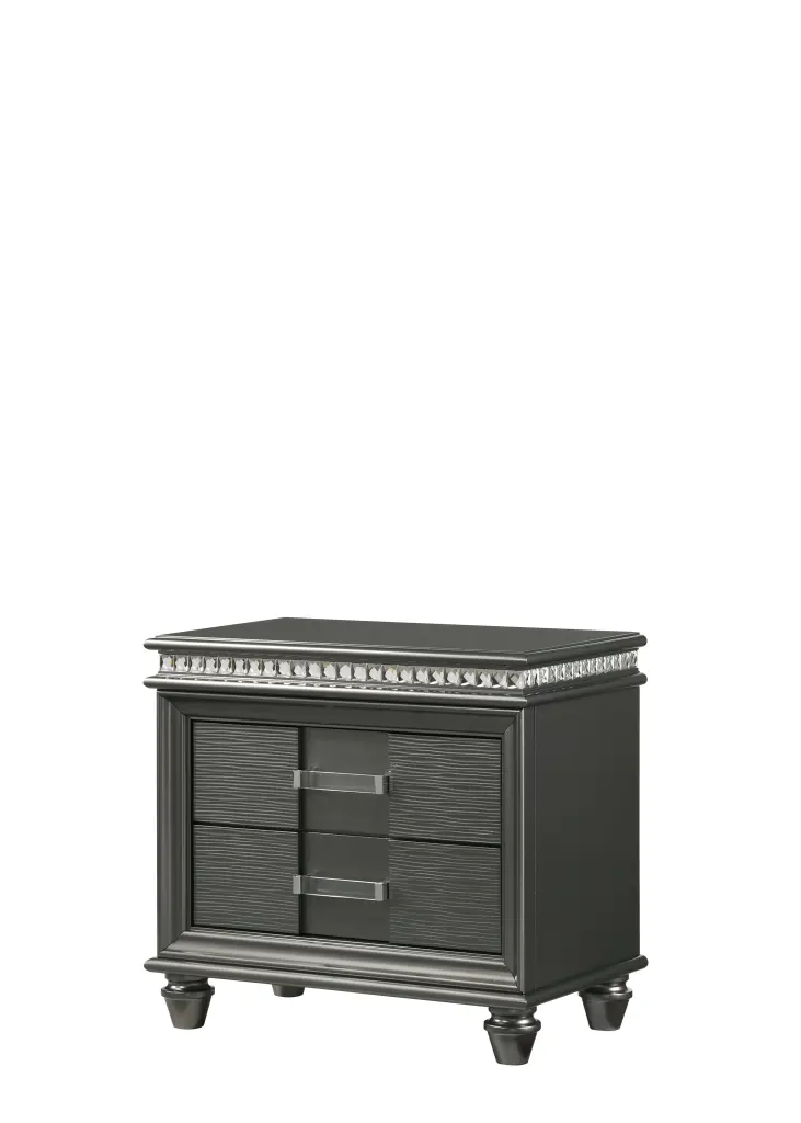 Adira Nightstand Gray Dark Gray Wood Bedside Table crown mark inc
