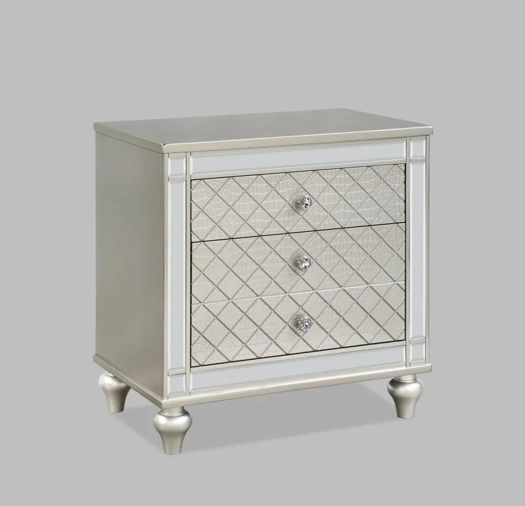 Cristian Nightstand Champagne Beige Timber Finish crown mark inc