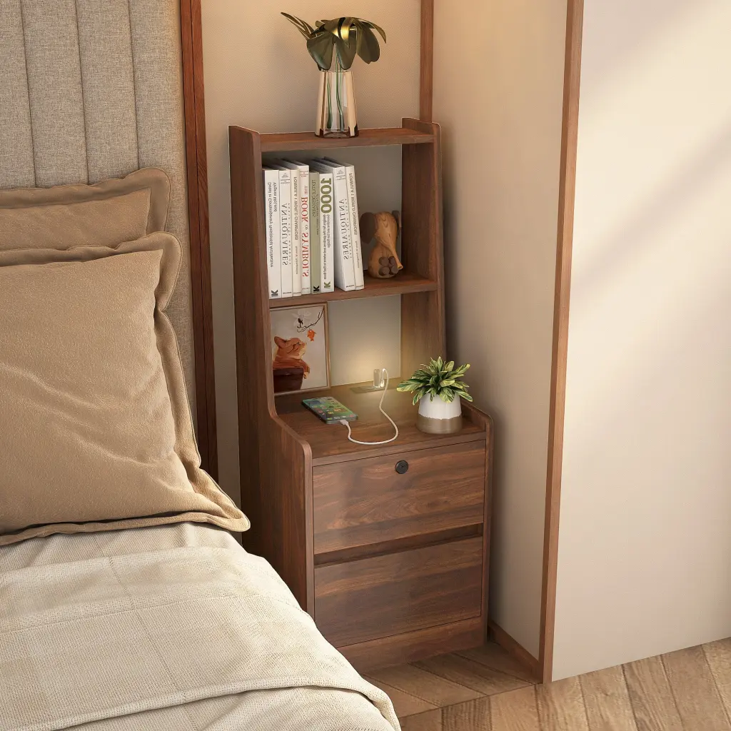Nightstand Charging Station Smart Nightstand Night Light Modern Bedside Table dasenwood