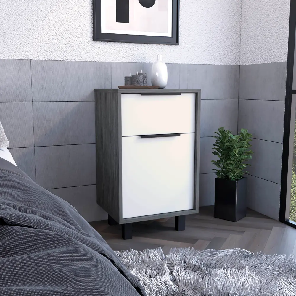 27 Inch Smokey Oak Nightstand One Drawer and Storage Door depot e-shop