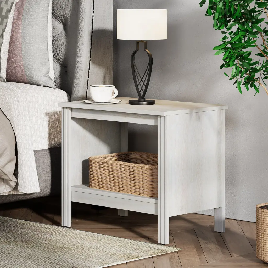 White Wood Nightstand Storage - Small Side End Table Bedroom Living Room Office FITUEYES