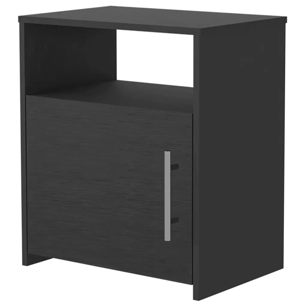 Bristol Nightstand Black Modern Bedside Table 1 Drawer and Cabinet fm furniture