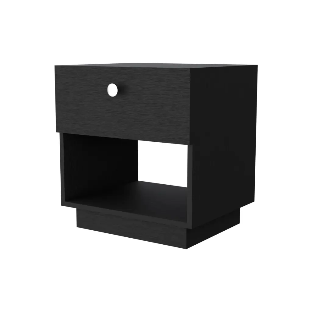 Sumter 1 Drawer Nightstand Storage Shelf White MDF Engineered Timber fm furniture