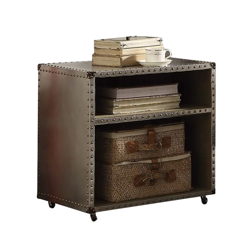 Aluminum 2 Shelf Nightstand Trim And Casters Silver Bedside Table furniture max