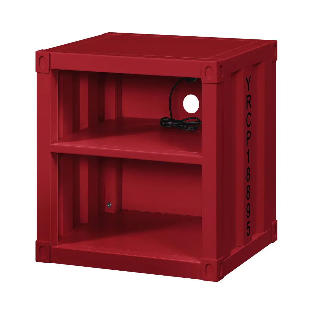 Red Nightstand Open Shelf Red Bedroom Contemporary Industrial Style furniture max