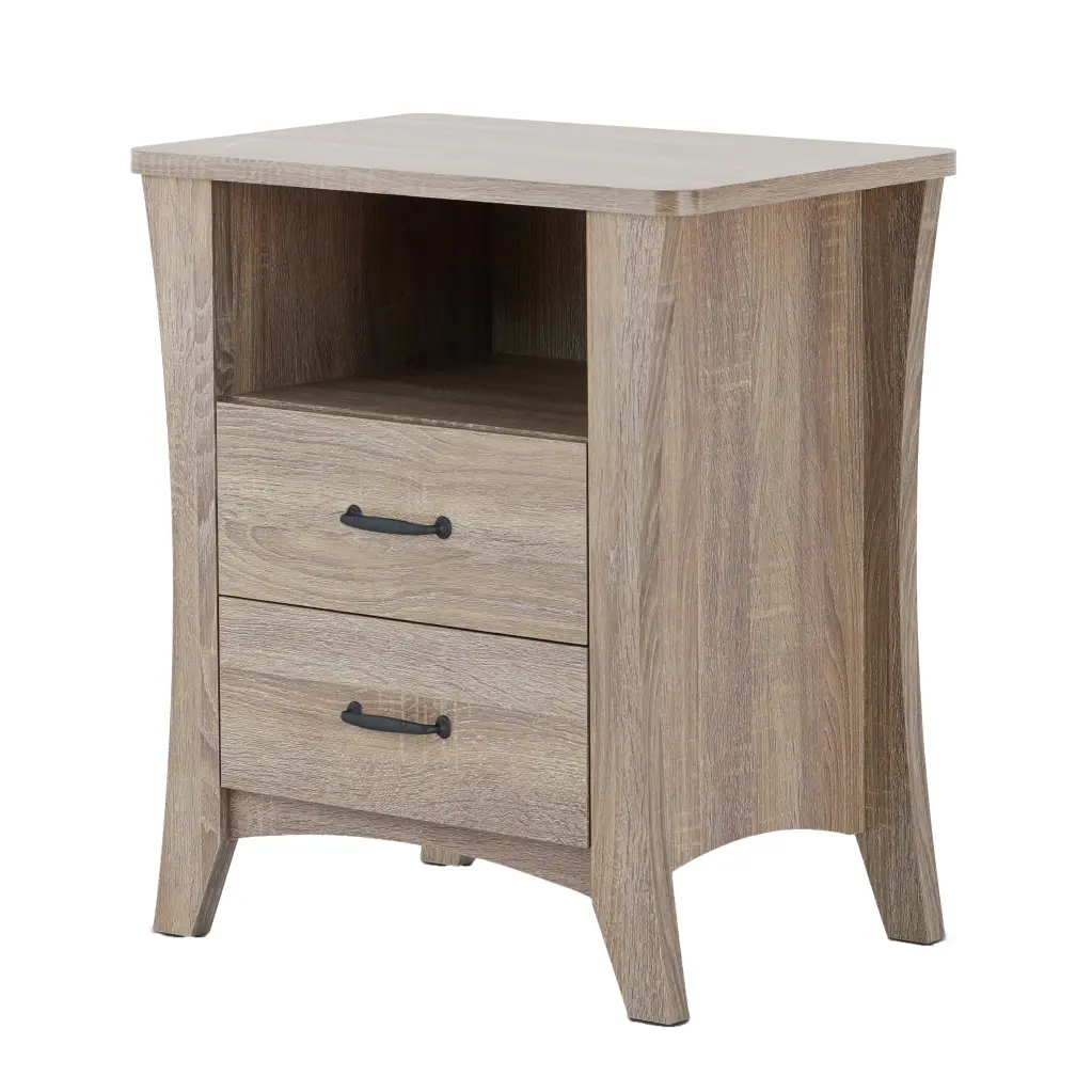Rustic Natural Nightstand 2 Drawers And Open Shelving Brown furniture max