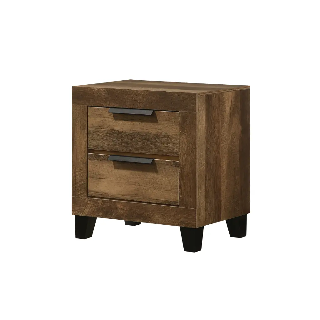 Rustic Oak 2 Drawer Nightstand Brown 2 Drawers Bedroom Rectangle Rusti furniture max