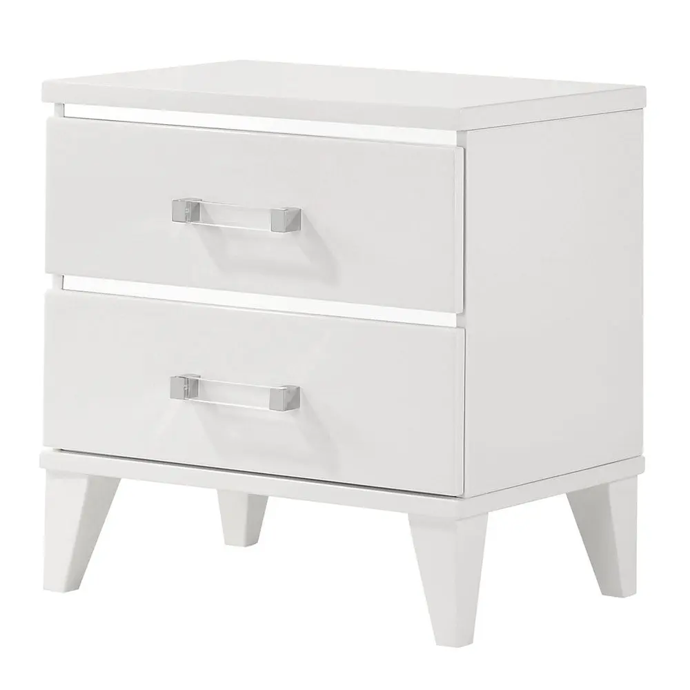White 2 Drawer Nightstand Bedroom Rectangle Design furniture max